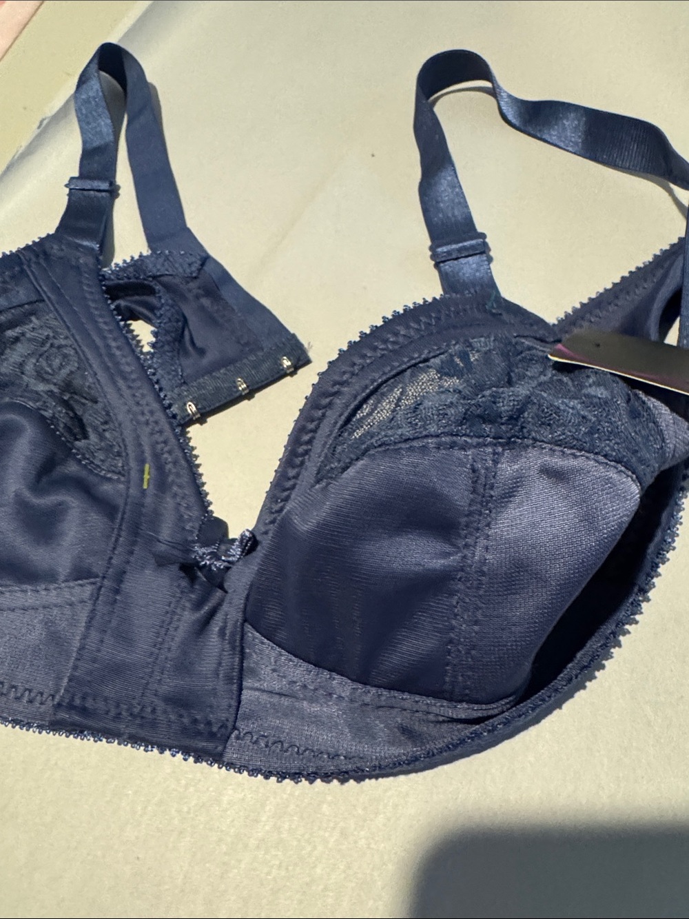 Sofra Slate Blue Lace-Trim Bra